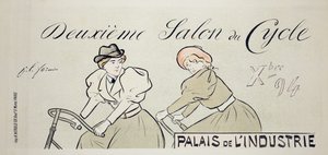 Reprodução de um cartaz publicitário do &39;Salon du Cycle&39;, no Palais de L&39;industrie, 1894